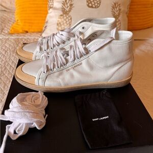 Saint Laurent White and Tan Sneakers